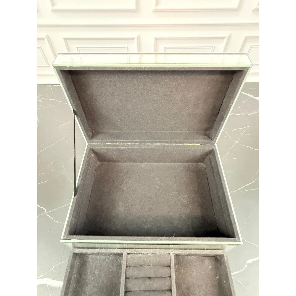 Mirrored Jewelry Box 9X6X3 Ring Holder Pull Out Tray READ